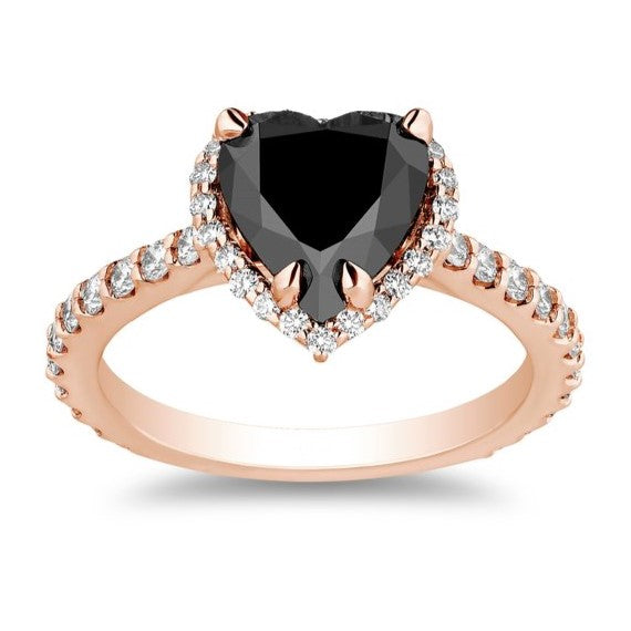 Black Diamond Heart Ring