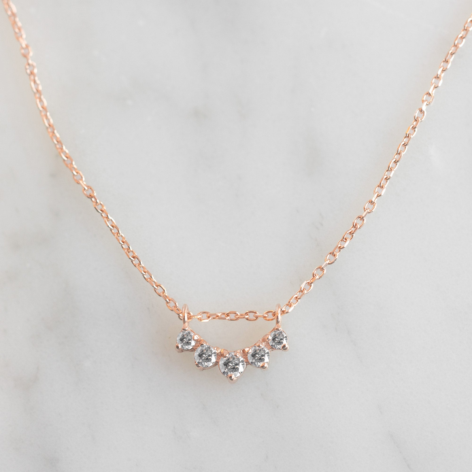 Round Salt and Pepper Diamond Sunburst Necklace 14k rose gold