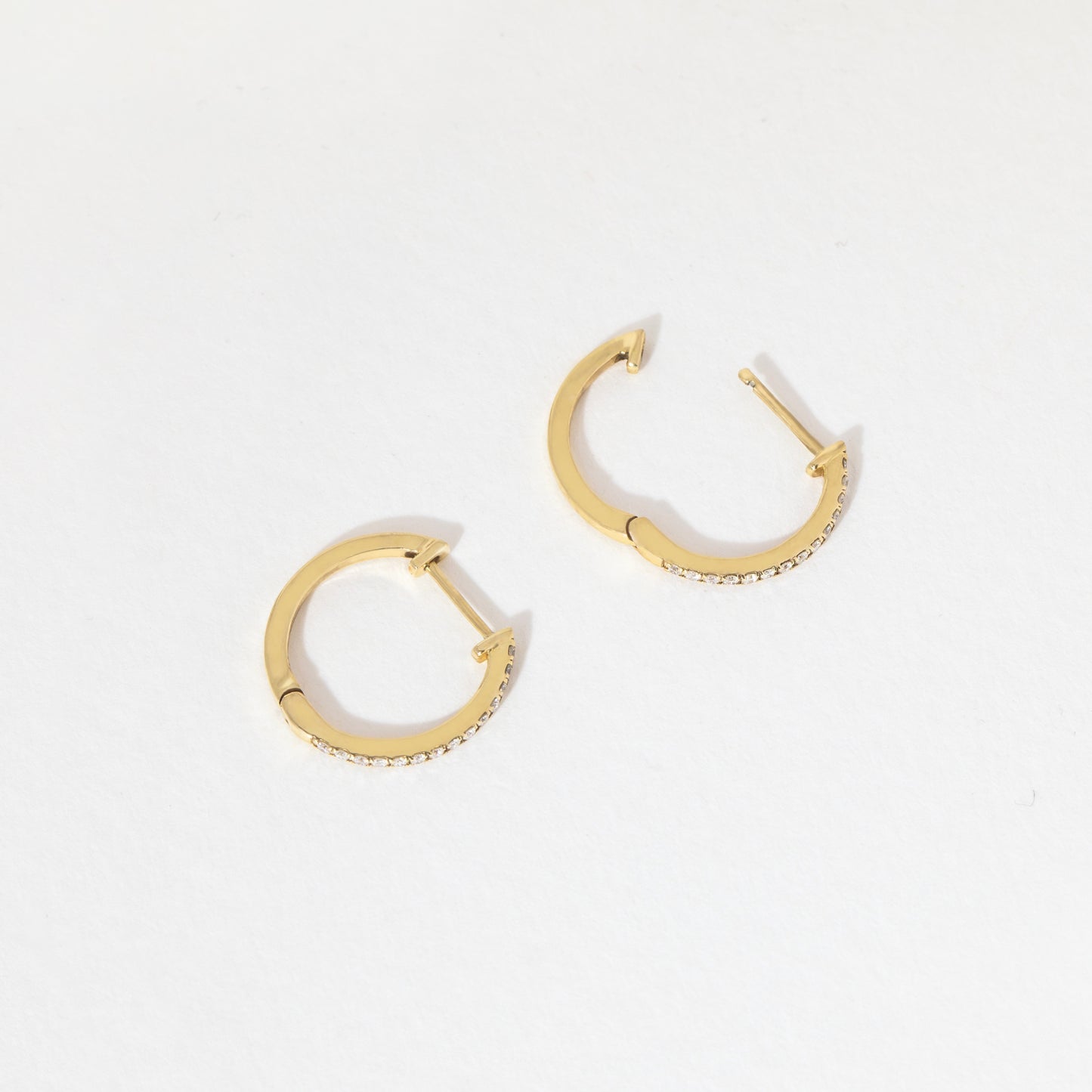 0.15ct Semi Set Diamond Hoop Earrings In 14k & 18k Yellow Gold