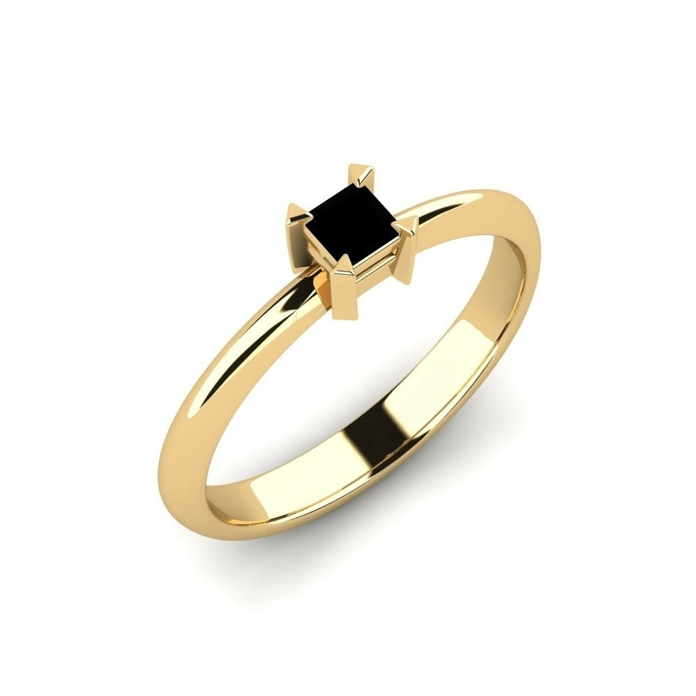 0.20 Carat Black Princess Cut Diamond Ring In Yellow Gold Zembi