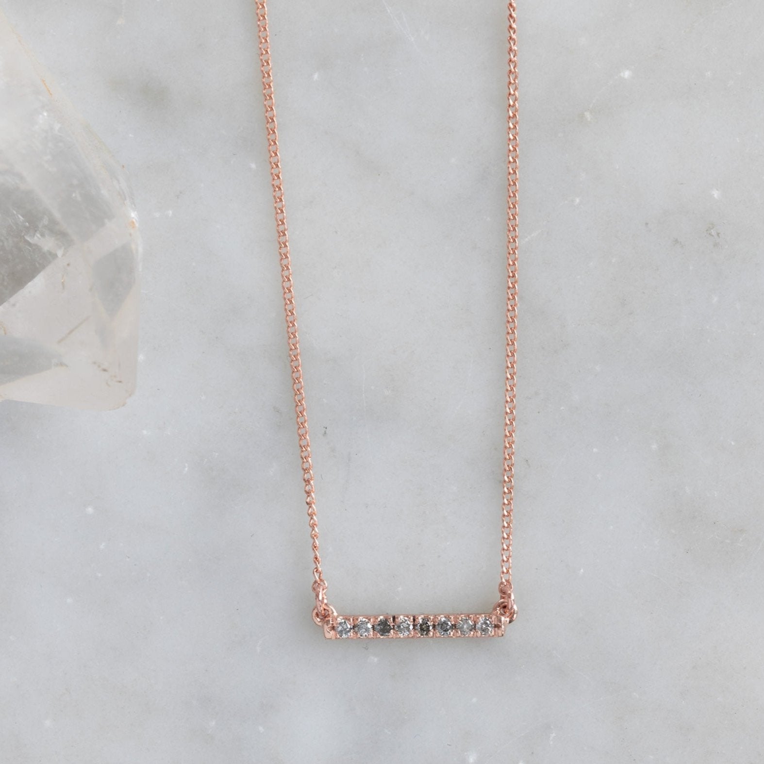 Round Salt and Pepper Diamond Bar Necklace