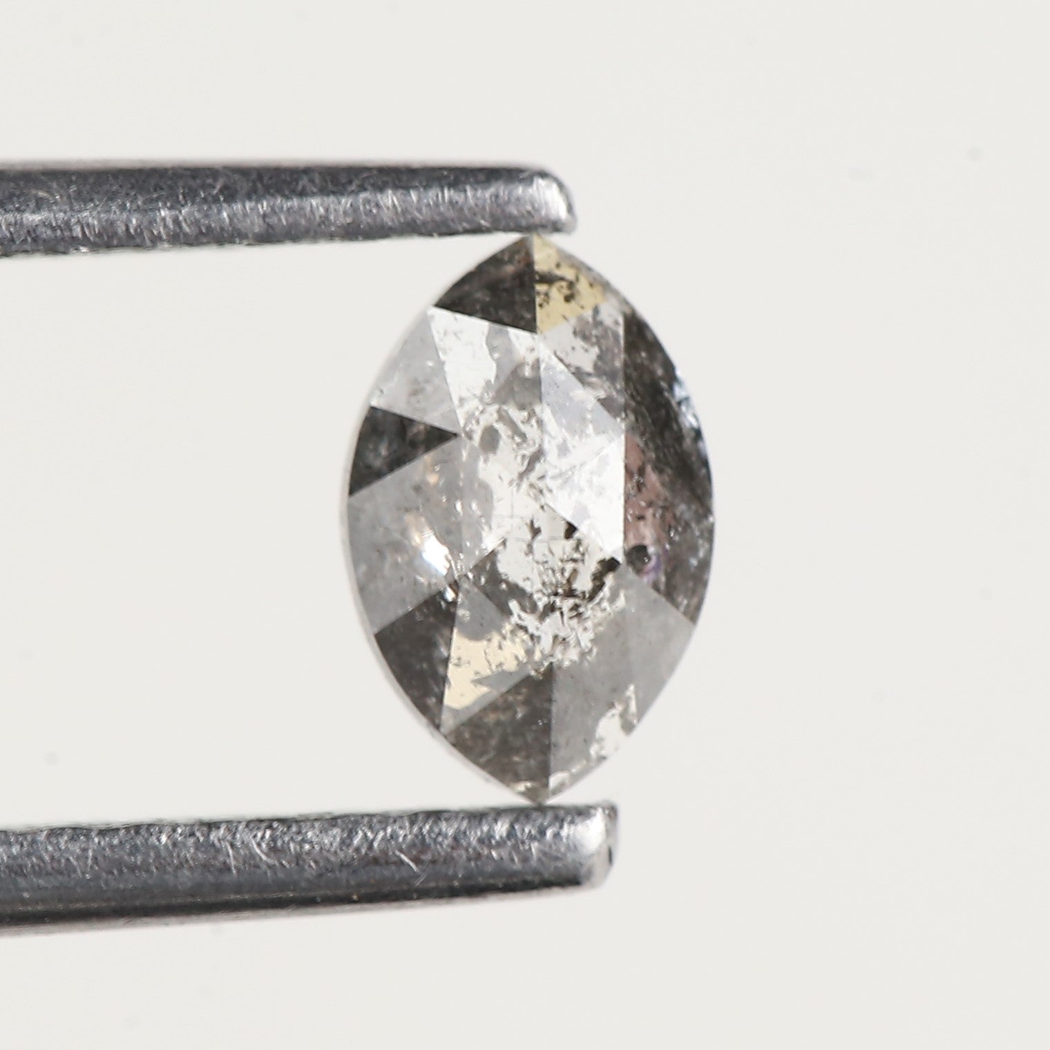 0.27 Carat Marquise Gray Rose Cut Salt and Pepper Diamond 5.50 MM