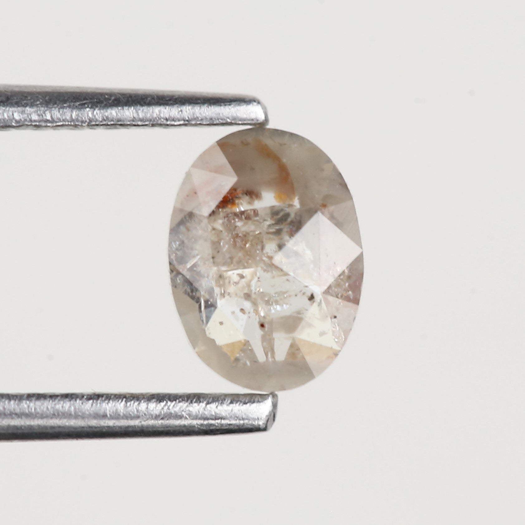 0.34 Carat Natural Gray Oval Rose Cut Salt and Pepper Diamond 5.80 MM