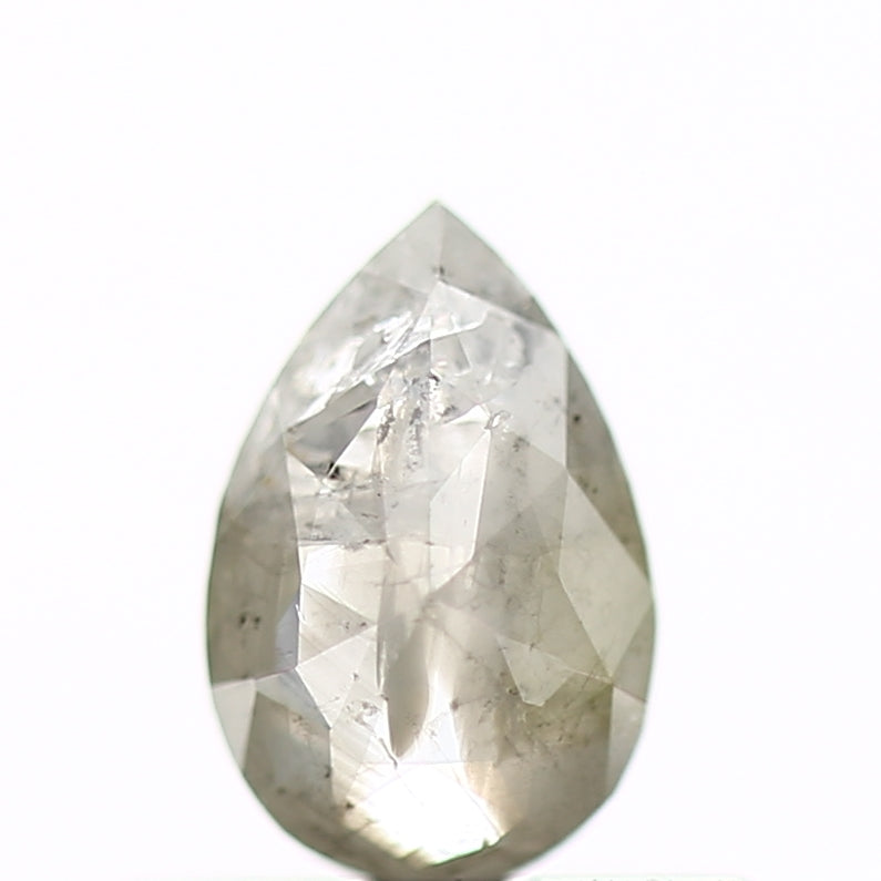 0.42 Carat Natural Rose Cut Gray Pear Salt Pepper Diamond_SDM384