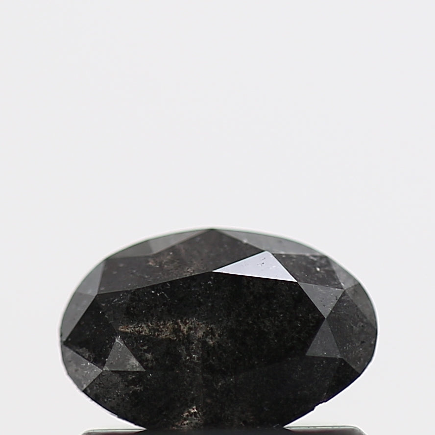 0.46 Carat Fancy Black Oval Salt and Pepper Diamond 6 MM