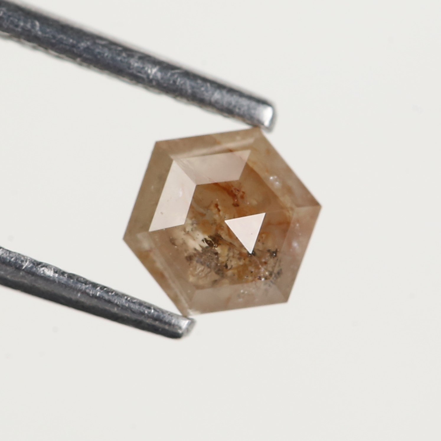 0.47 Carat Natural Hexagon Peach Salt and Pepper Diamond 4.80 MM