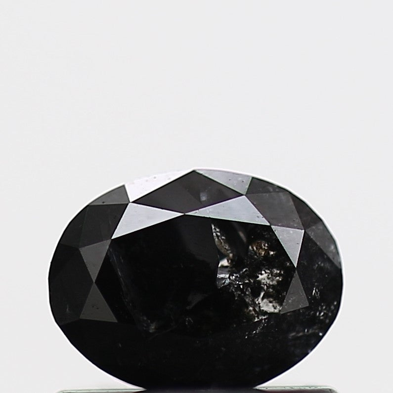 0.48 Carat Black Oval Double Rose Cut Natural Diamond 5.7 mm