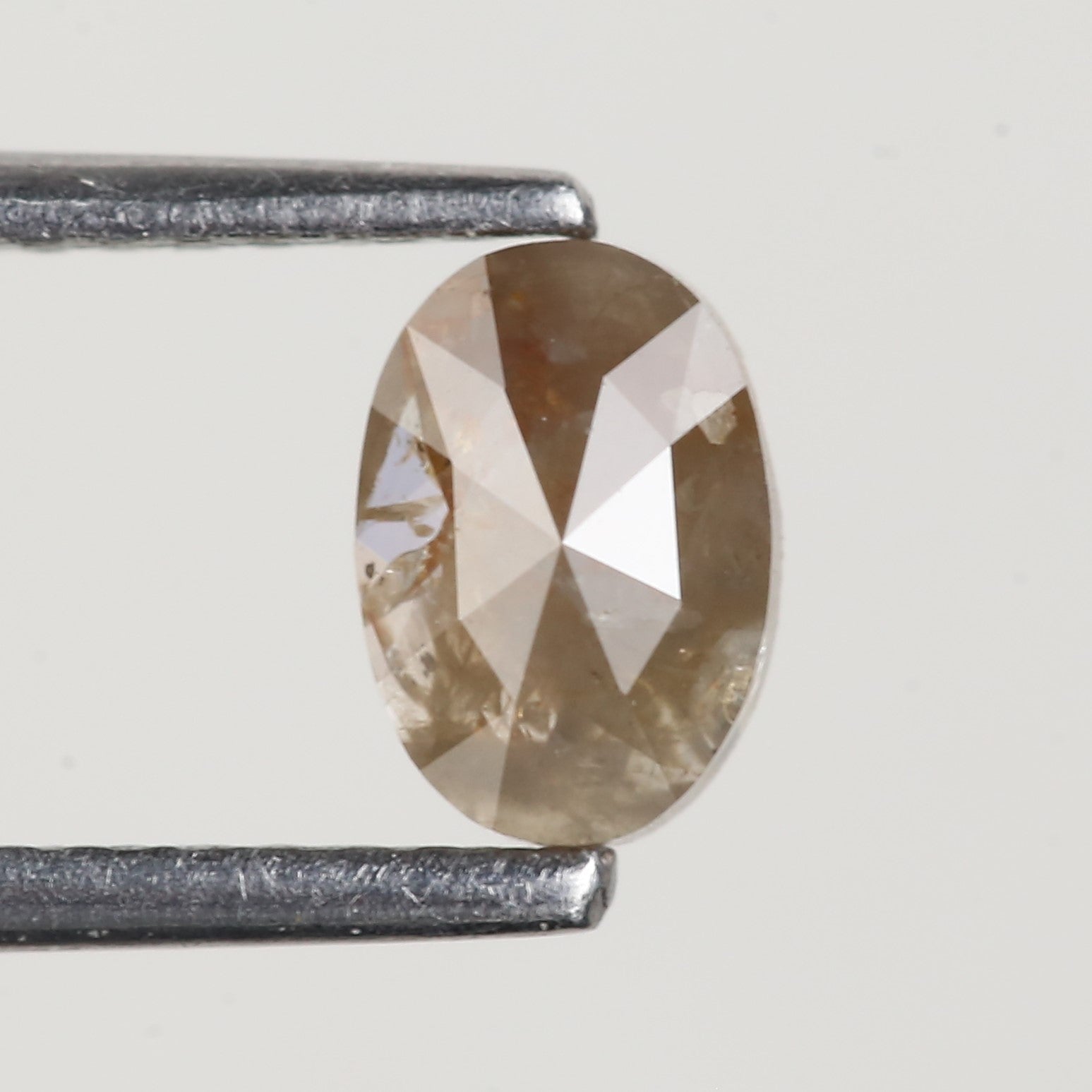 Oval Rose Cut Salt and Pepper Diamond 6.3 MM