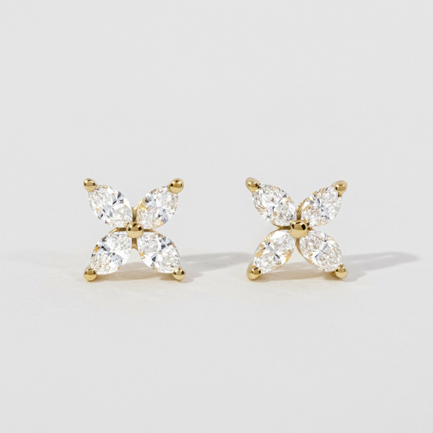 0.60ct Marquise Flower Diamond Stud Earrings In 14k/18k Solid Gold