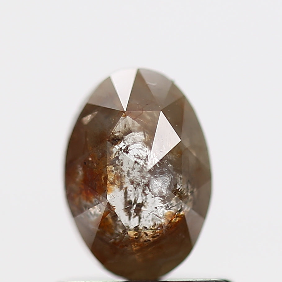0.66 Carat Rose Cut Red Gray Oval Shape Natural Diamond 