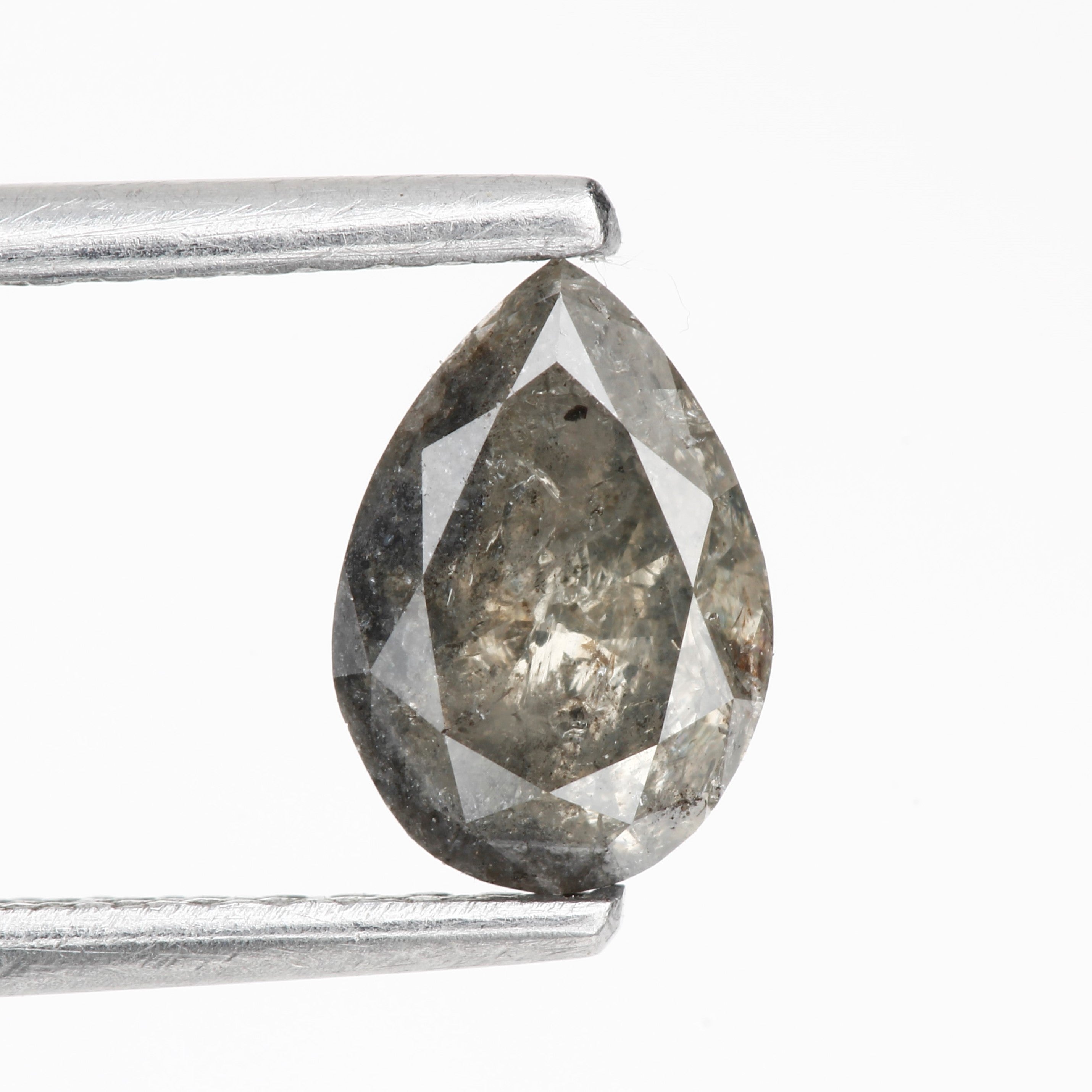 0.68 Carat Natural Gray Pear Salt and Pepper Diamond 