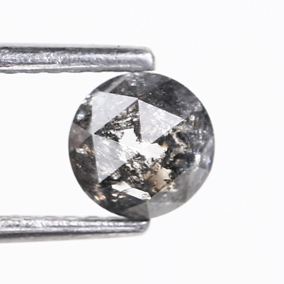 0.70 Carat Round Gray Rosecut Salt and Pepper Diamond 5.40 MM