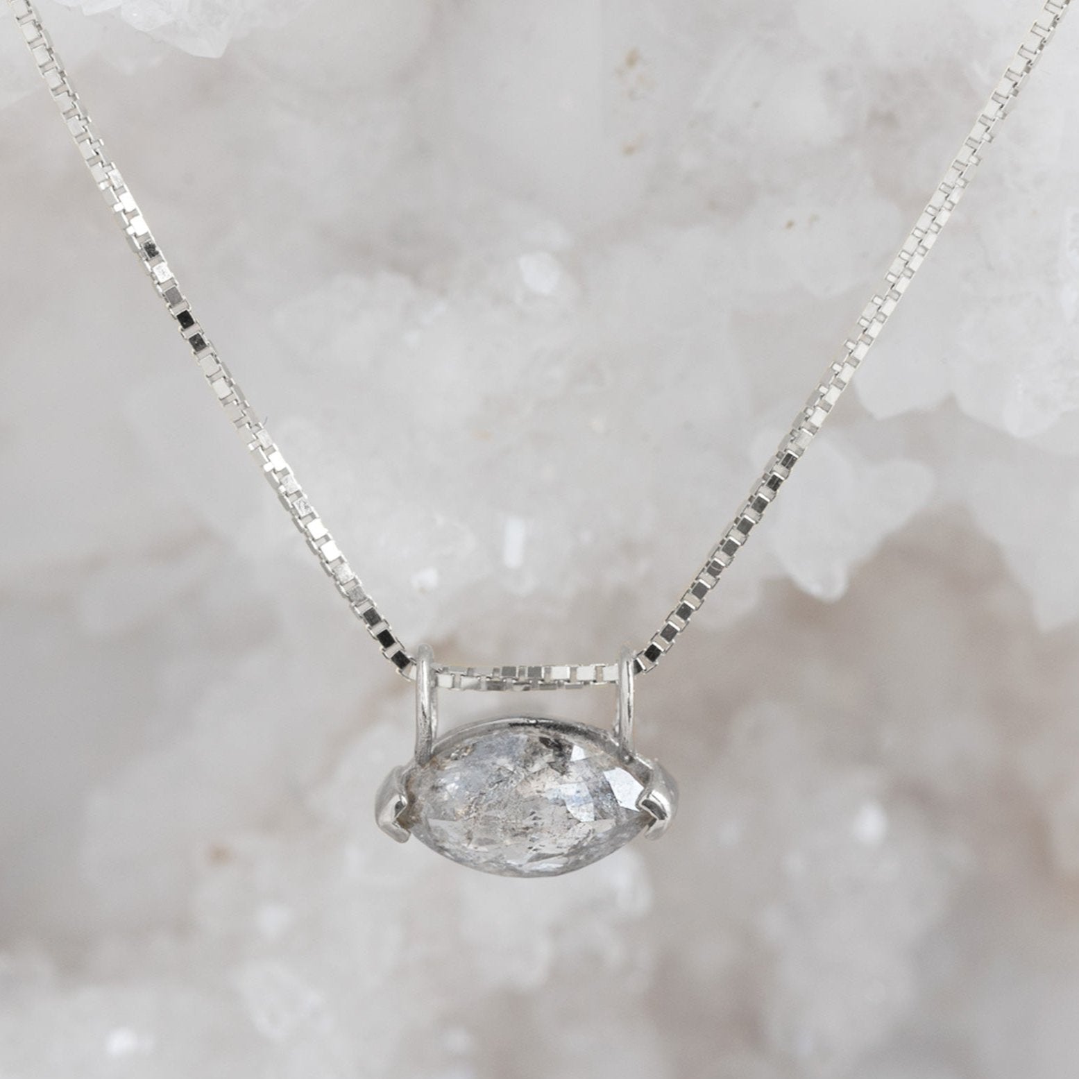 Salt and Pepper Diamond Marquise Necklace
