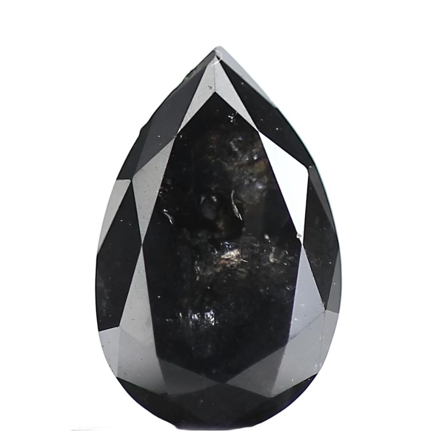 0.79 Carat Black Pear Salt and Pepper Diamond 