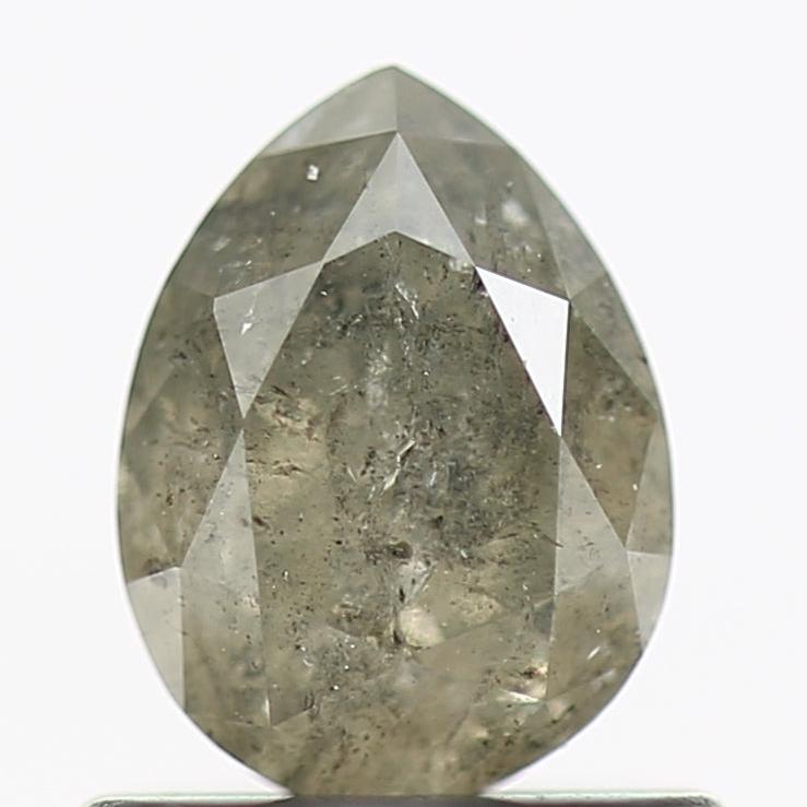 0.79 Carat Natural Pear Gray Salt and Pepper Diamond 6.43 MM