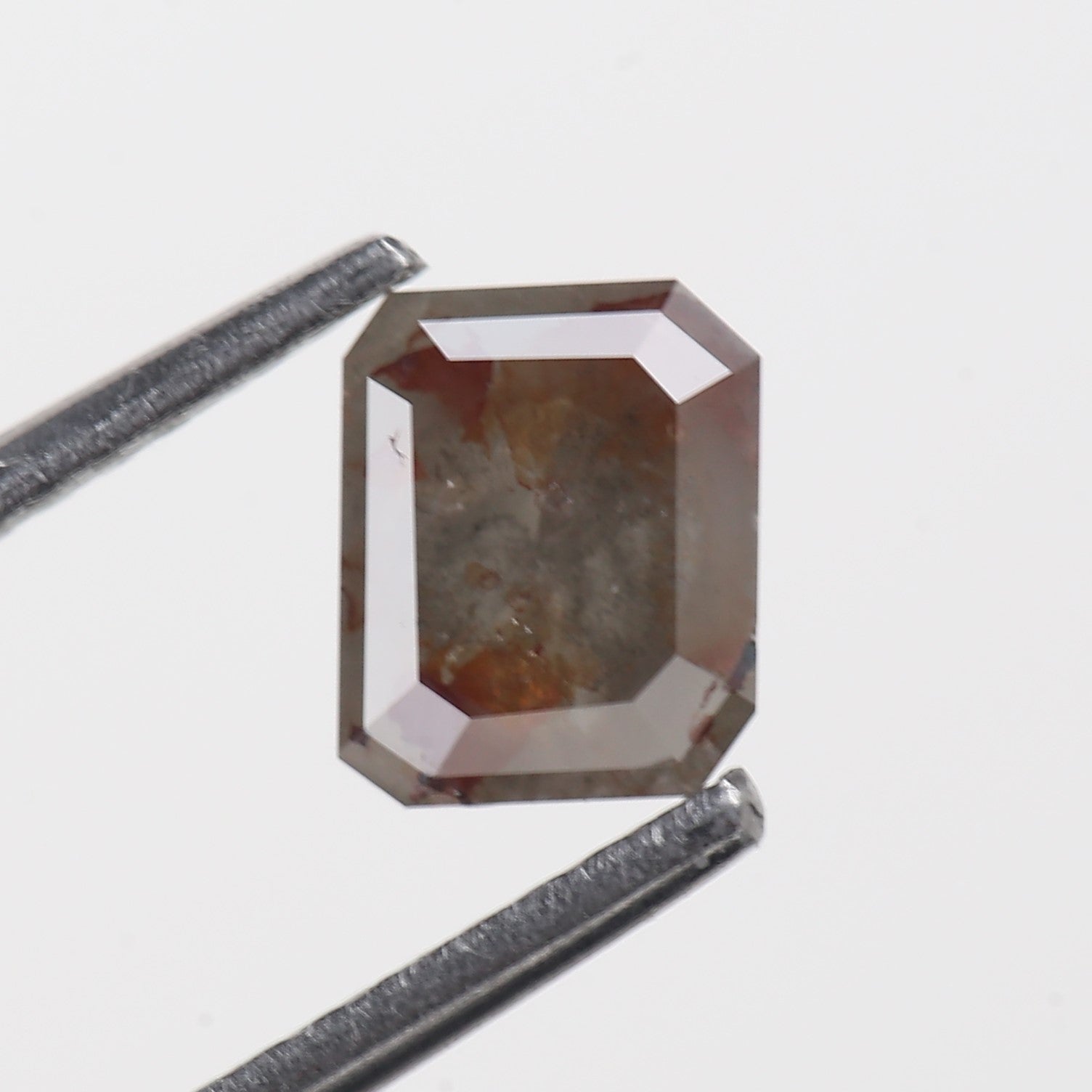 0.81 Carat Brown Grey Emerald Cut Natural Salt And Pepper Diamond 5.85 MM