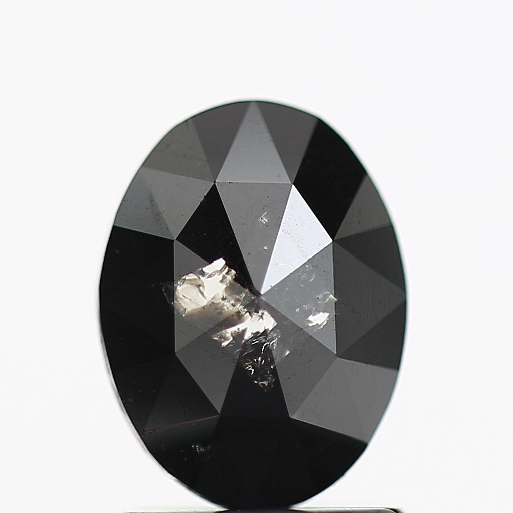 0.82 Carat Oval Rose Cut Black Diamond For Engagement Ring 