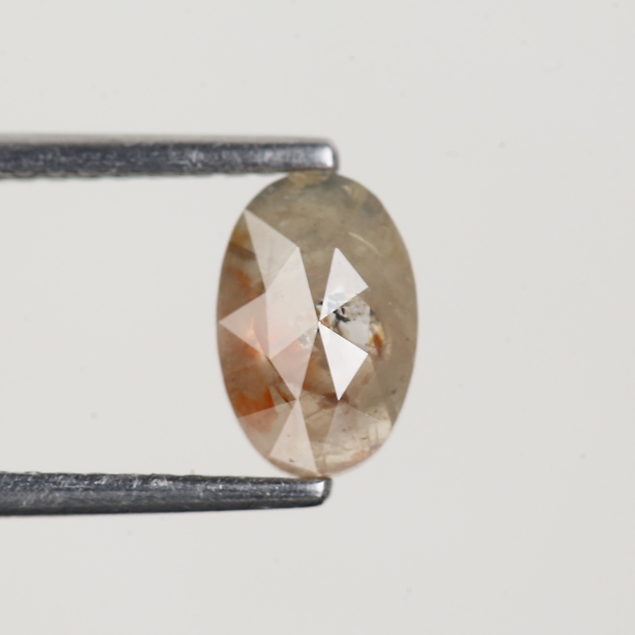 0.82 Carat Oval Rose Cut Salt and Pepper Diamond 7.6 MM