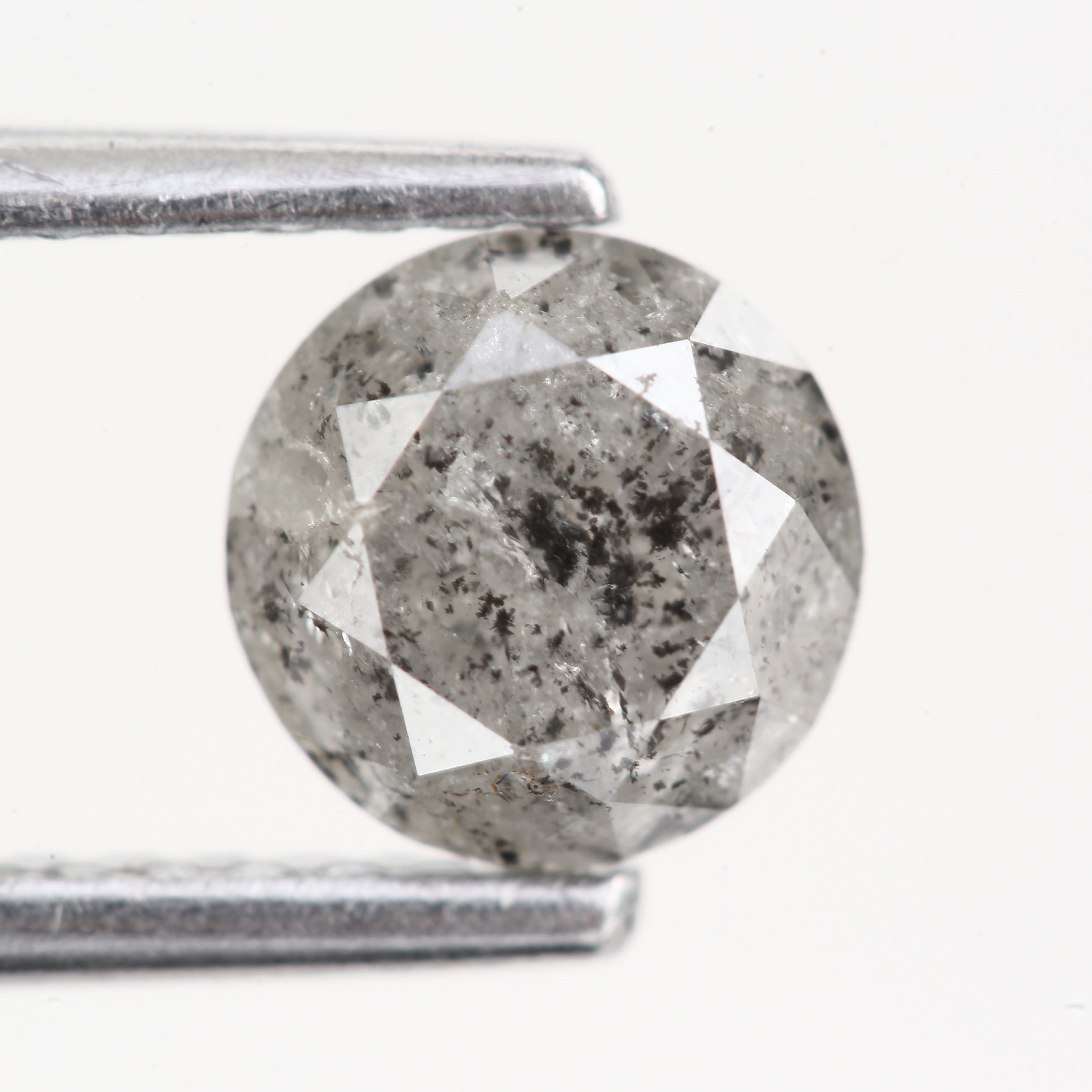 0.84ct Round Natural Fancy Gray Salt and Pepper Diamond 5.7 MM