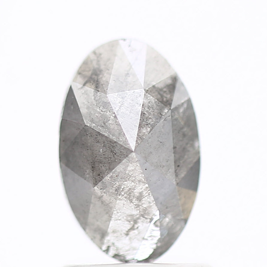 0.85 Carat Salt and Pepper Rose Cut Oval Diamond 8.32 MM