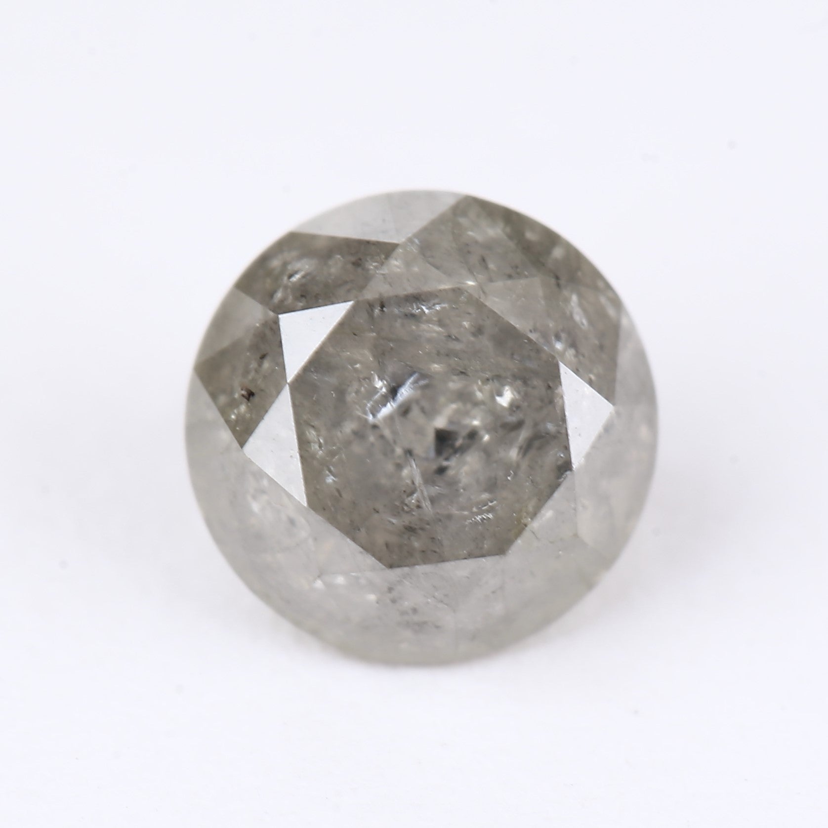 0.85 Ct Natural Salt and Pepper Round Diamond 5.5 MM for Engagement Rings