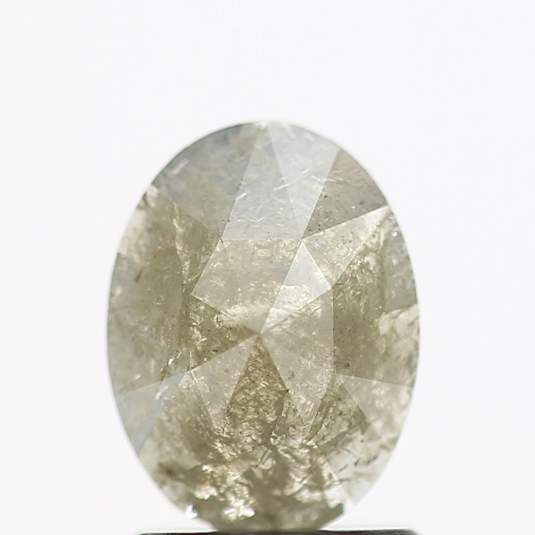 0.86 Carat Gray Oval Rose Cut Salt and Pepper Natural Diamond 