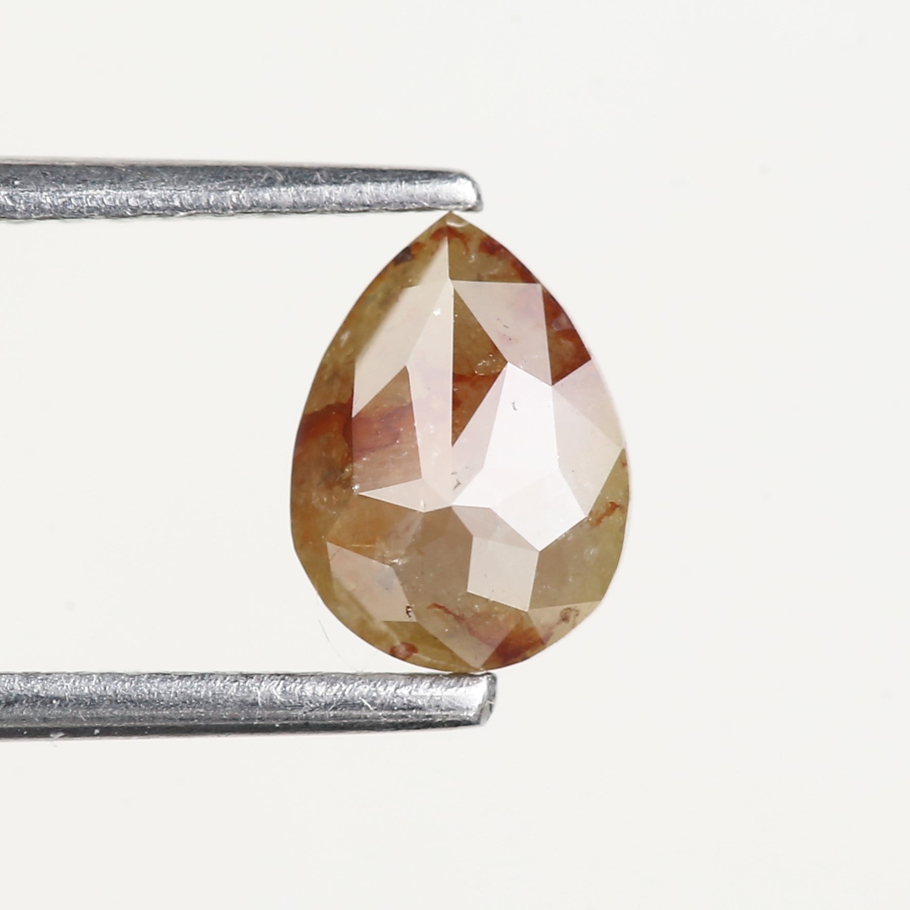 0.86 Ct Natural Pear Orange Yellow Salt and Pepper Diamond 7.4 MM