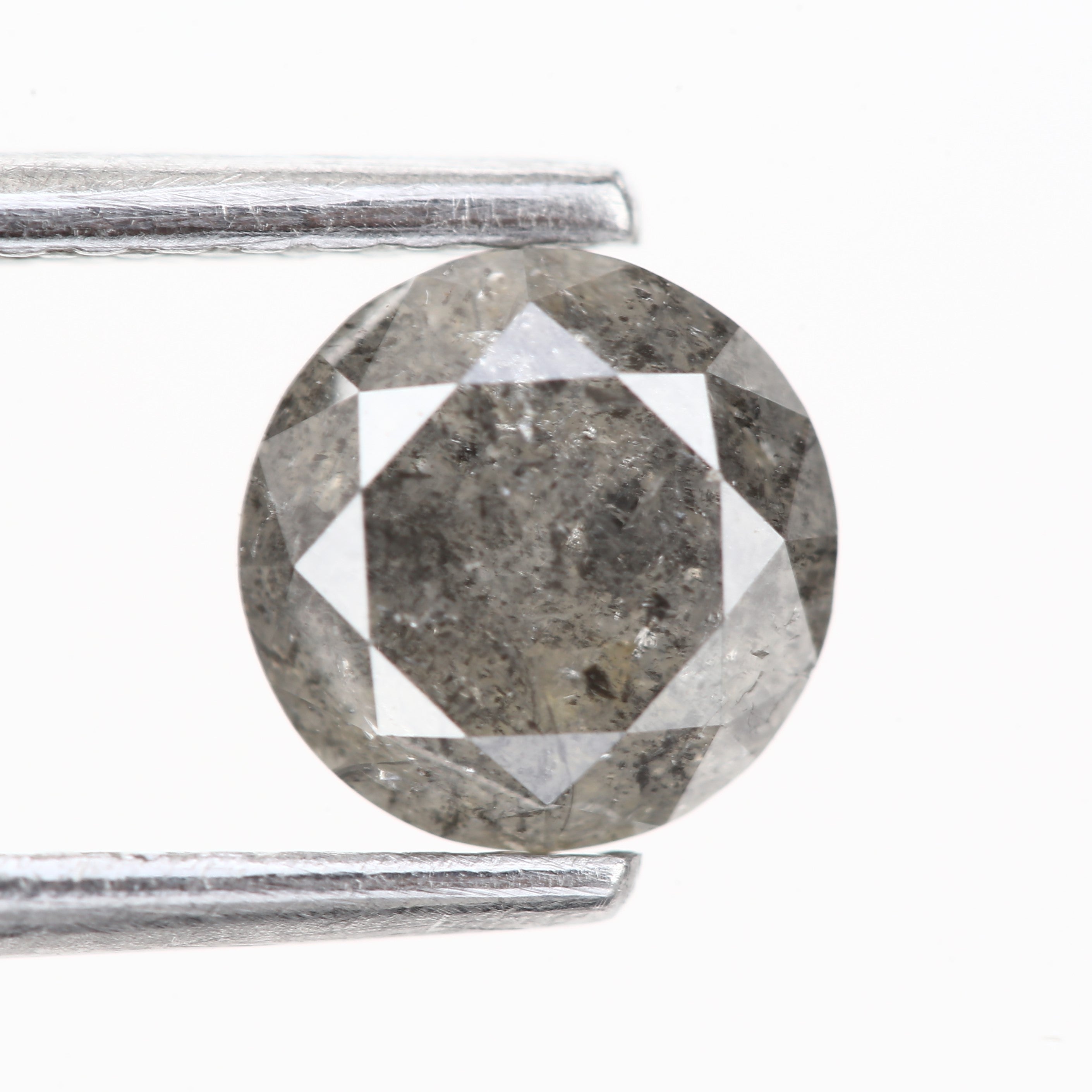 0.91ct Natural Gray Round Salt and Pepper Diamond 5.9 MM