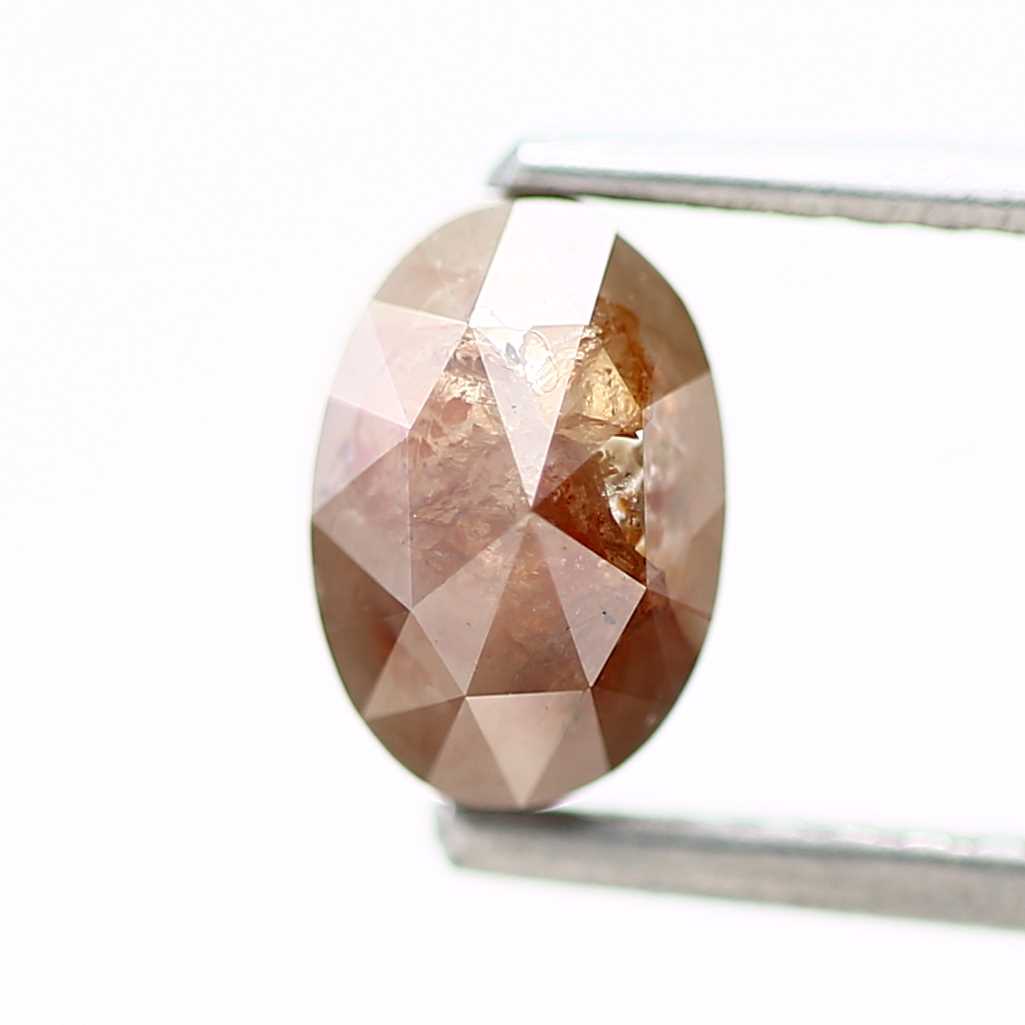 0.94 Carat Orange Oval Rose Cut Natural Loose Diamond 6.22 MM