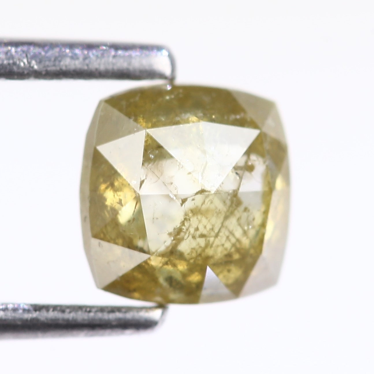 0.96 Carat Natural Fancy Green Yellow Cushion Cut Diamond 5.20 MM