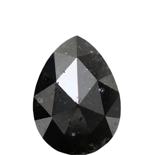 0.98 Carat Natural Black Pear Rose cut Salt Pepper Diamond