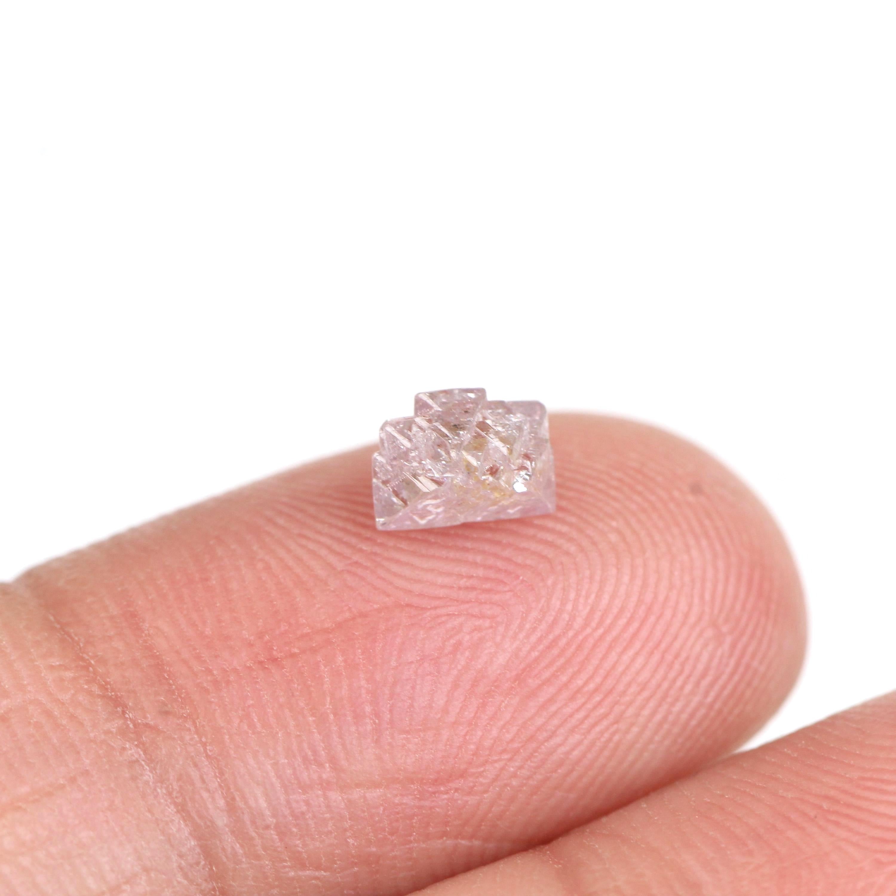 0.79 Carat Natural Rough Octahedron Crystal Purple Pink Raw Diamond 6.4 MM