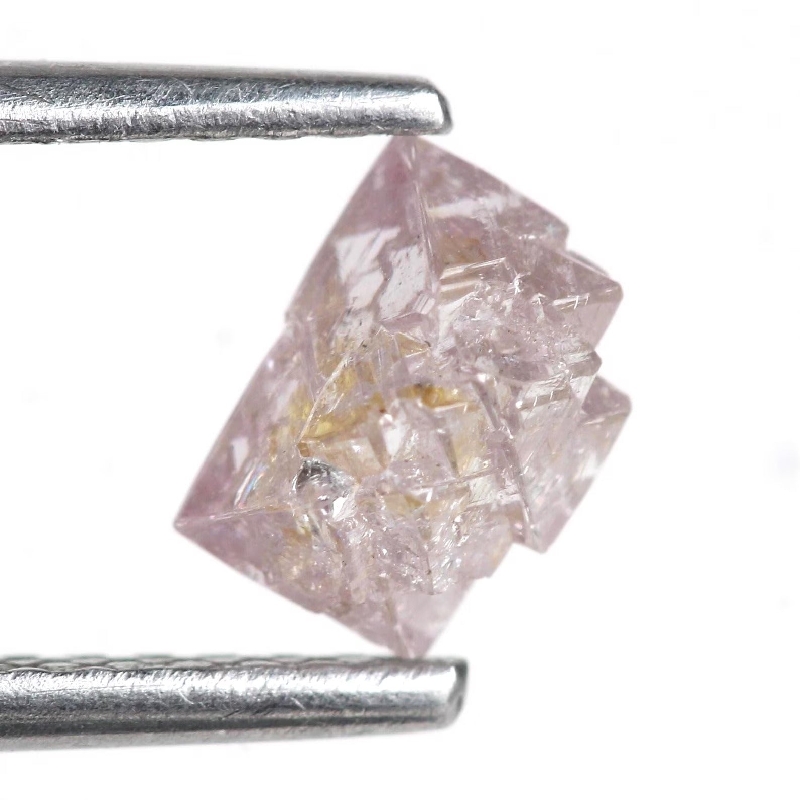 0.79 Carat Natural Rough Octahedron Crystal Purple Pink Raw Diamond 6.4 MM