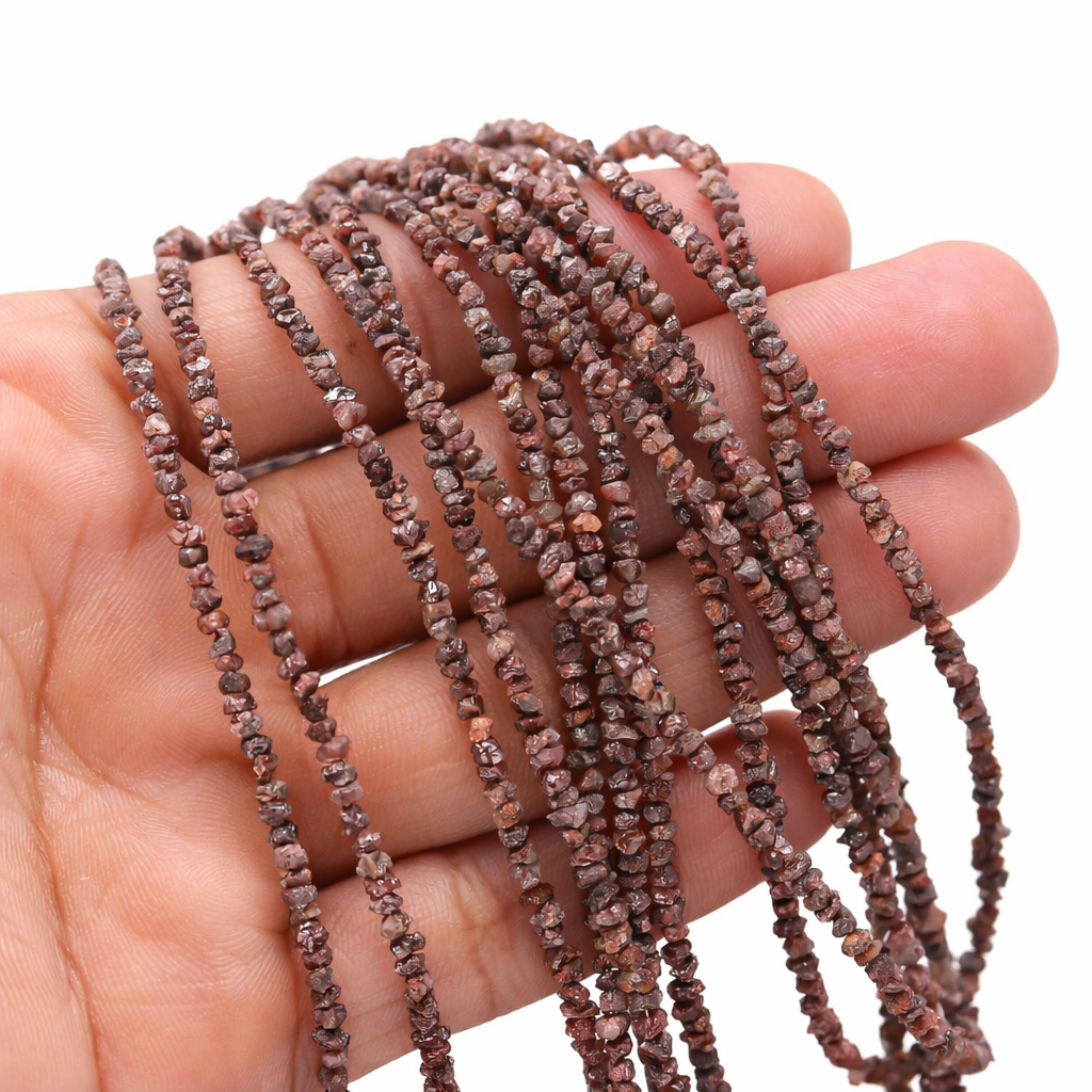 AAA+ 14 Inch Strand Uncut Champagne Rough Diamond Beads 2-3mm