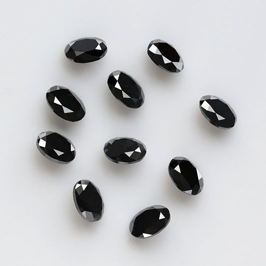 1.84 Carat 4 MM Brilliant Cut Black Diamond Natural Loose Oval Shape Diamond Lot For Jewelry Design