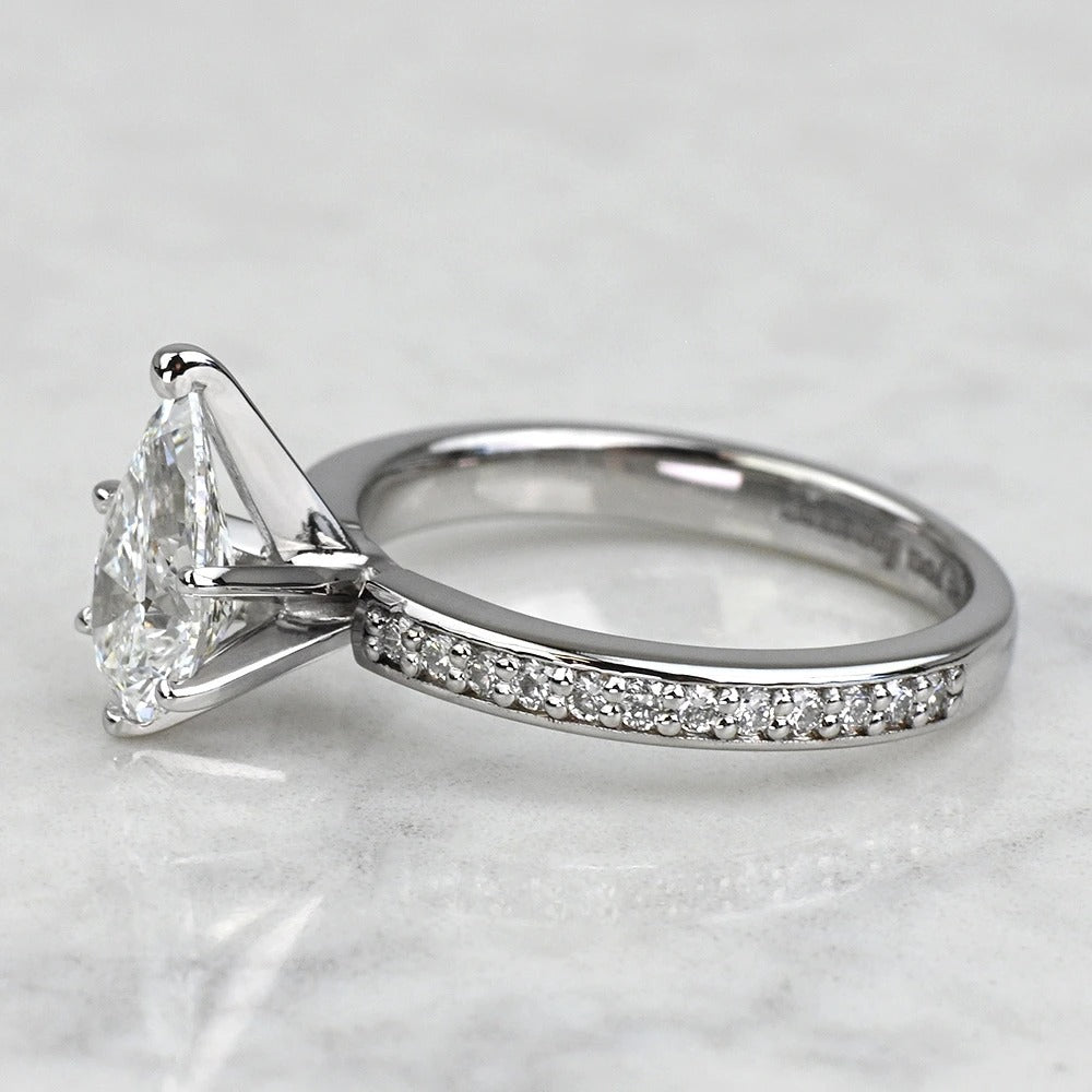 1 Carat Lab Created Pear Diamond Pave Engagement Ring 14K/18K Solid Gold