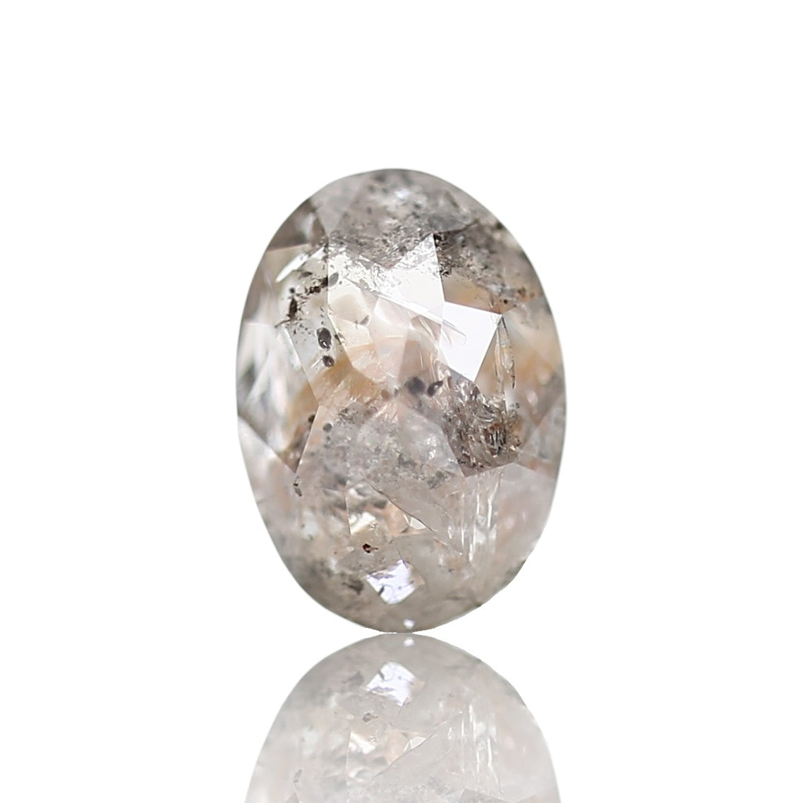 1 Ct Salt and Pepper Diamond Oval Natural Rose Cut 7.13 MM
