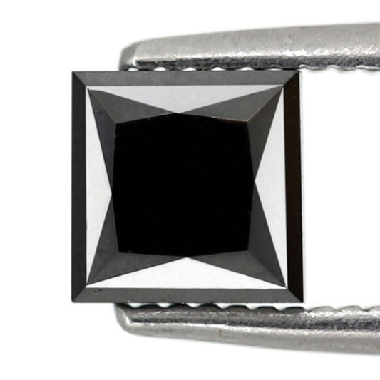1.06 Carat Black Diamond Princess Cut For Square Shape Engagement Ring And Pendant Necklace