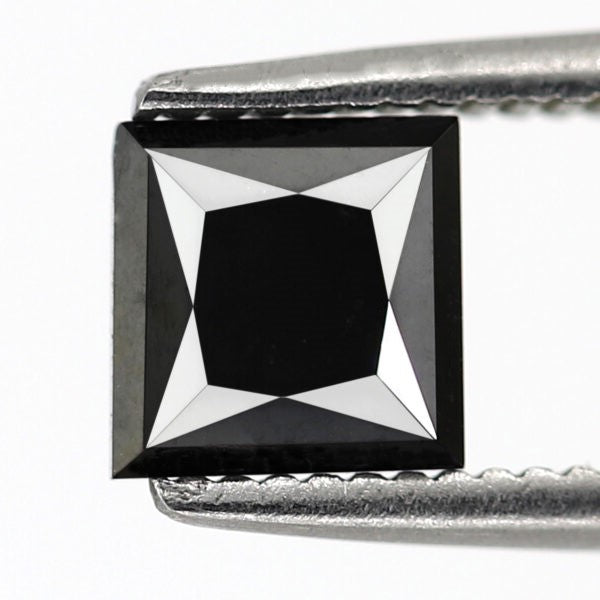 1.09 Carat Princess Cut Black Diamond For Engagement Ring In 14K Rose White Yellow Gold. - Blackdiamond