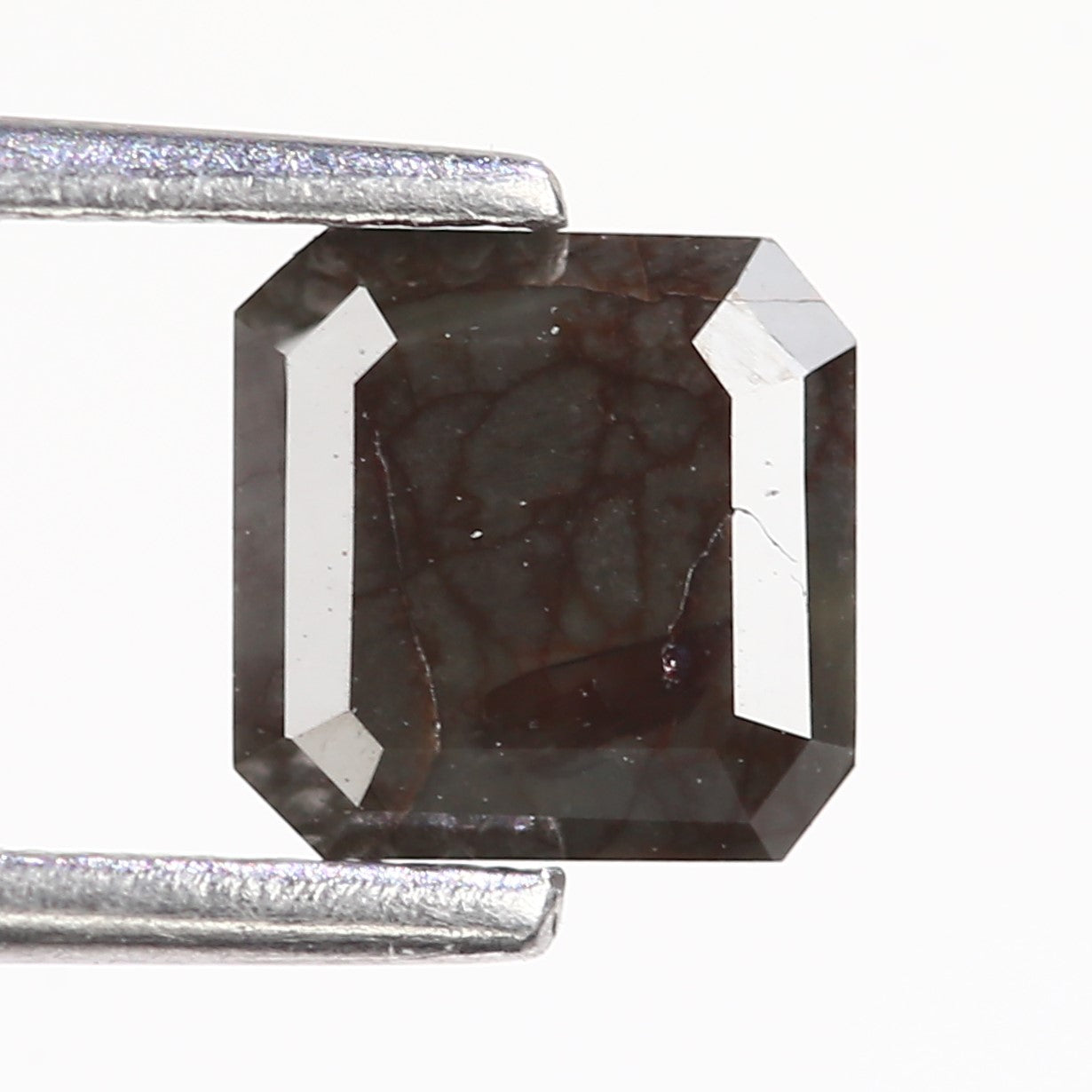 1.07 Carat Natural Emerald Cut Dark Gray Salt And Pepper Diamond 5.95 MM