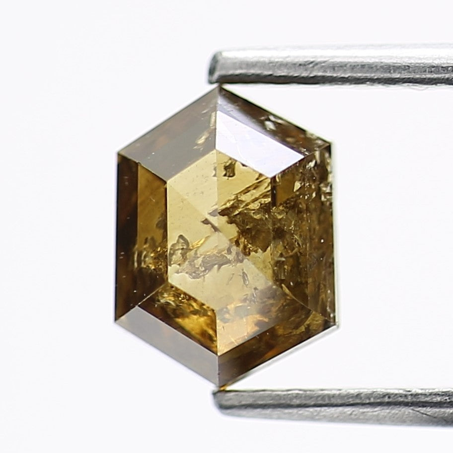 1.12 Carat Fancy Deep Brown Hexagon Salt and Pepper Diamond 7.5 MM