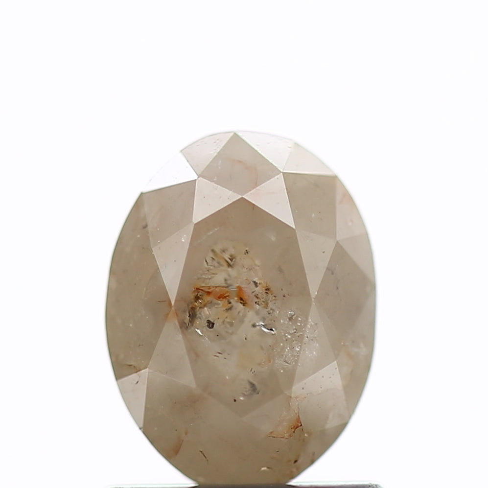 1.12 Carat Orange Gray Oval Natural Rustic Diamond 7 MM