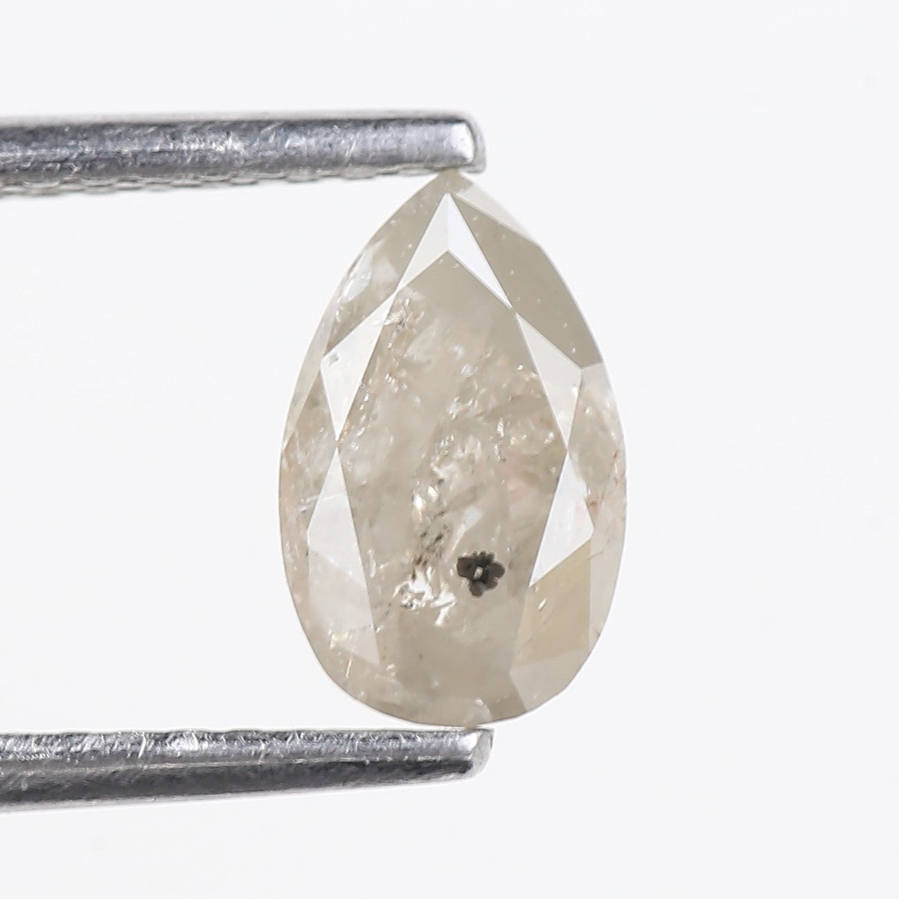 1.13 Carat Natural Icy Gray Pear Salt and Pepper Diamond 7.83 MM