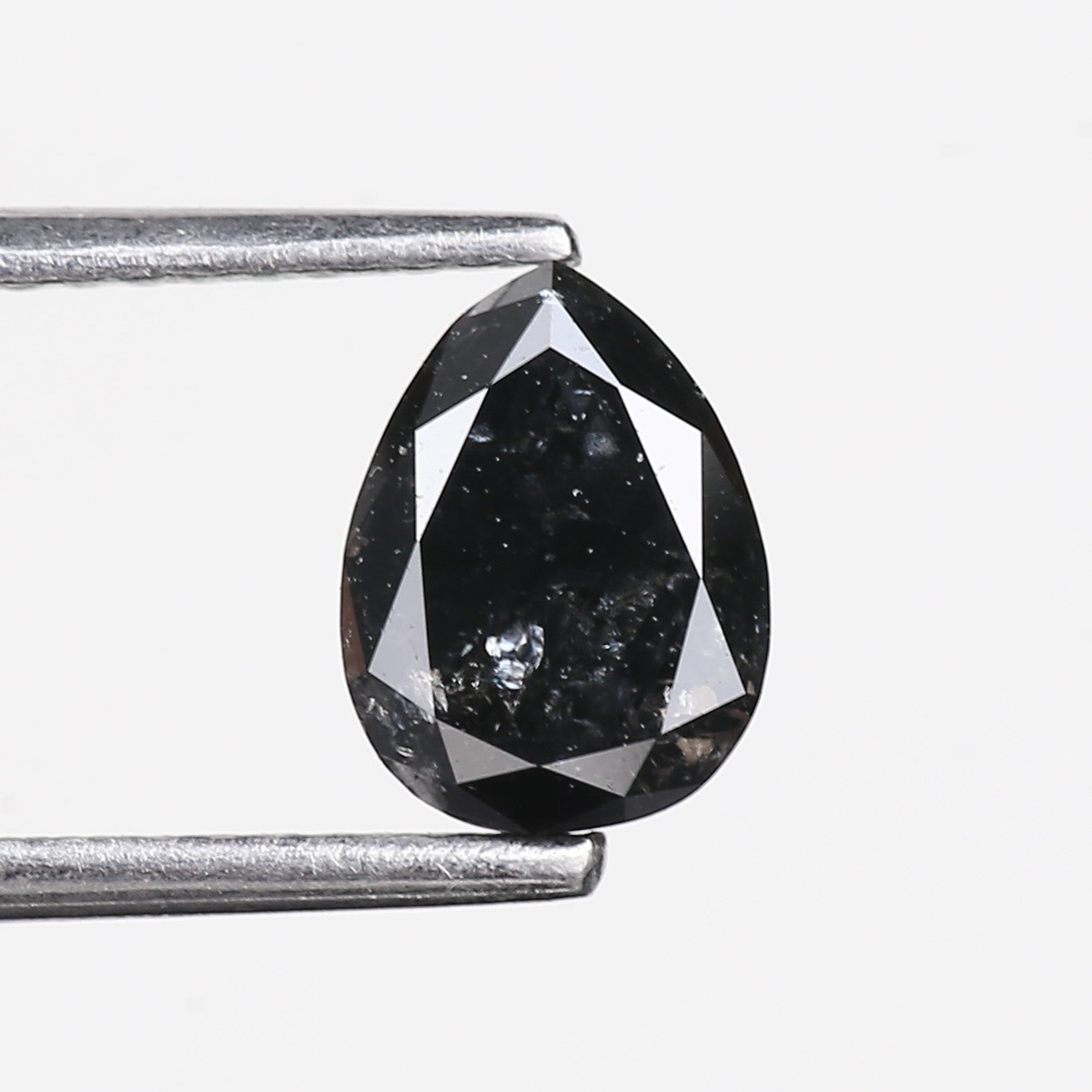 1.15 Carat Natural Fancy Black Pear Salt and Pepper Diamond 7.50 MM
