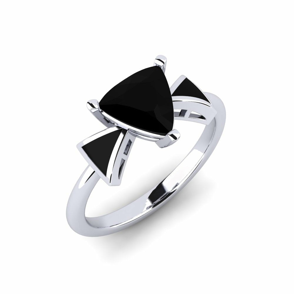 1.20 Carat Natural Trillion Black Diamond Gold Ring