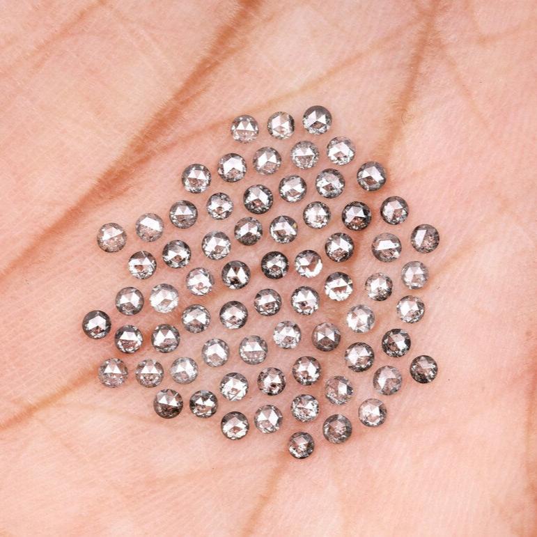 1.5 MM Salt and Pepper Rose Cut Natural Loose Earth Mined Diamond