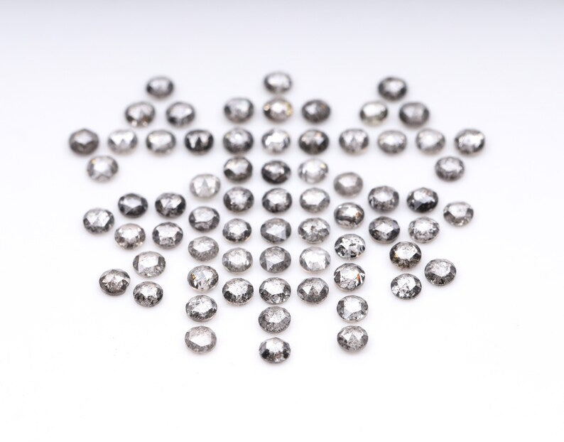 1.5 MM Salt and Pepper Rose Cut Natural Loose Earth Mined Diamond