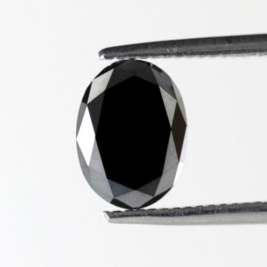 1.20 Carat Heated Black Color Diamond Loose Natural Oval Shape Diamond Ethically Sourced AAA Quality Black Diamond For Necklace