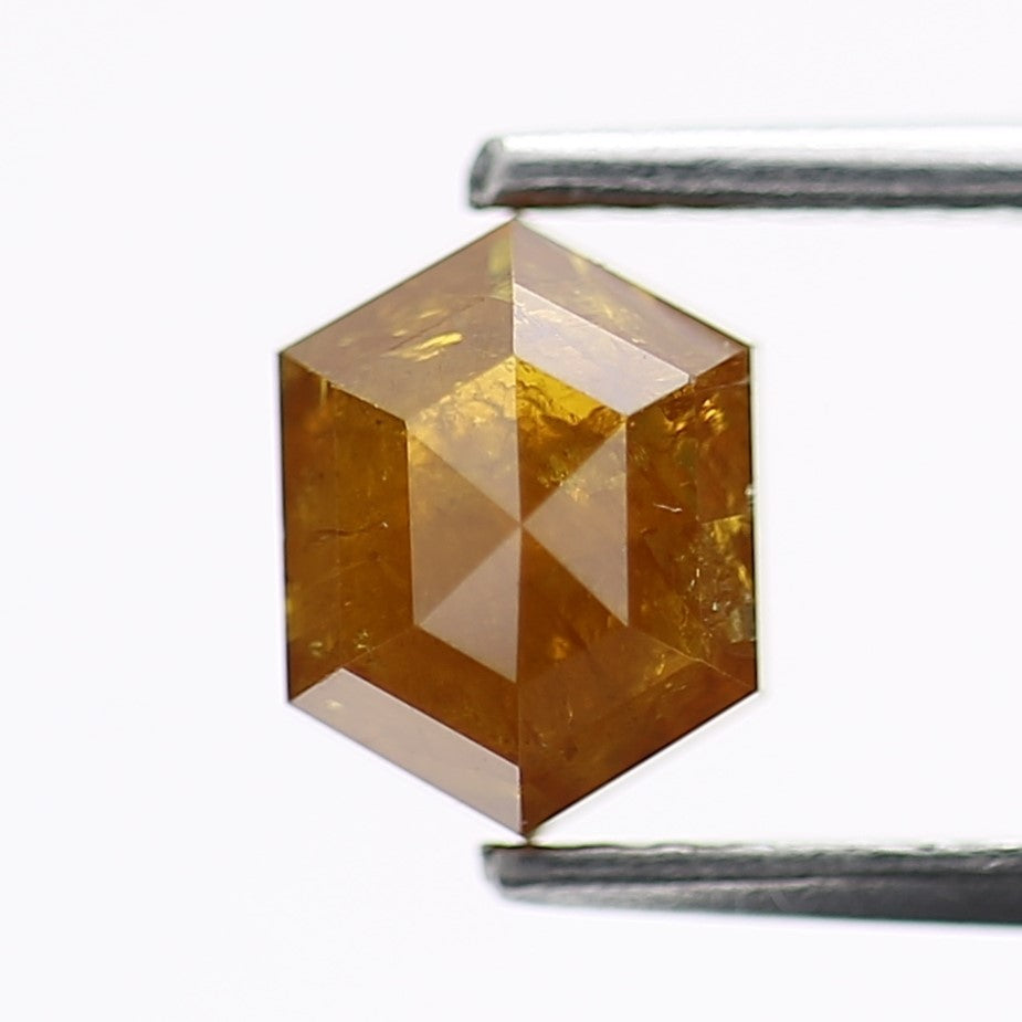 1.21 Carat Natural Orange Yellow Hexagon Salt and Pepper Diamond 6.9 MM