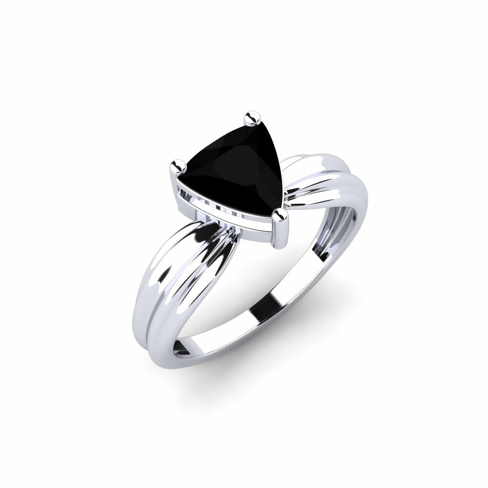 1.21 Carat Natural Trillion Luxury Black Diamond Engagement Ring Solid